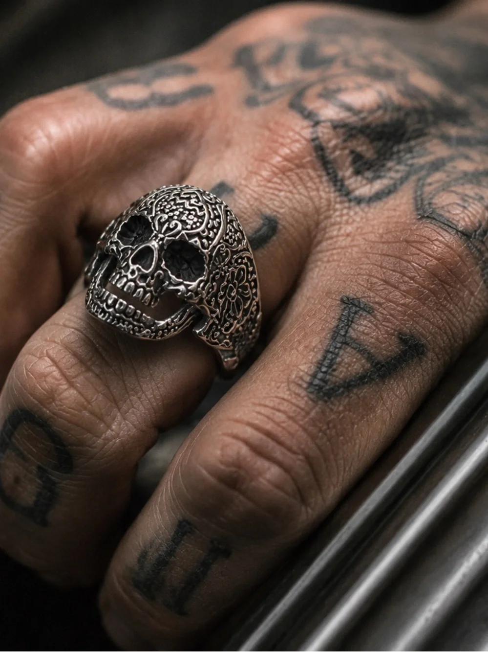 Sugar Skull Ring 316L Stainless Steel Gothic Biker Ring size 12